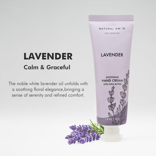 Natural Amor Hand Cream Gift Set, Lavender 2 Pack, Moisturizing Travel Size Hand Lotion with Shea Butter Nourishing Hand Care for Dry Skin