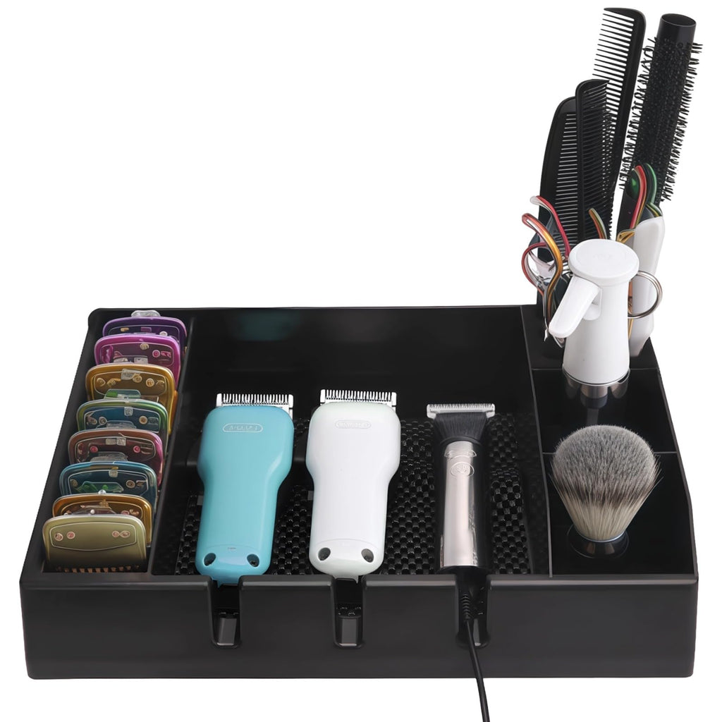 Skdqiee Hair Clipper Organizer Case, Multifunctional Barber Tray for Salon, Ideal for Storing Clippers, Scissors, Combs, and Other Tools, Non-Slip ABS Plastic Design