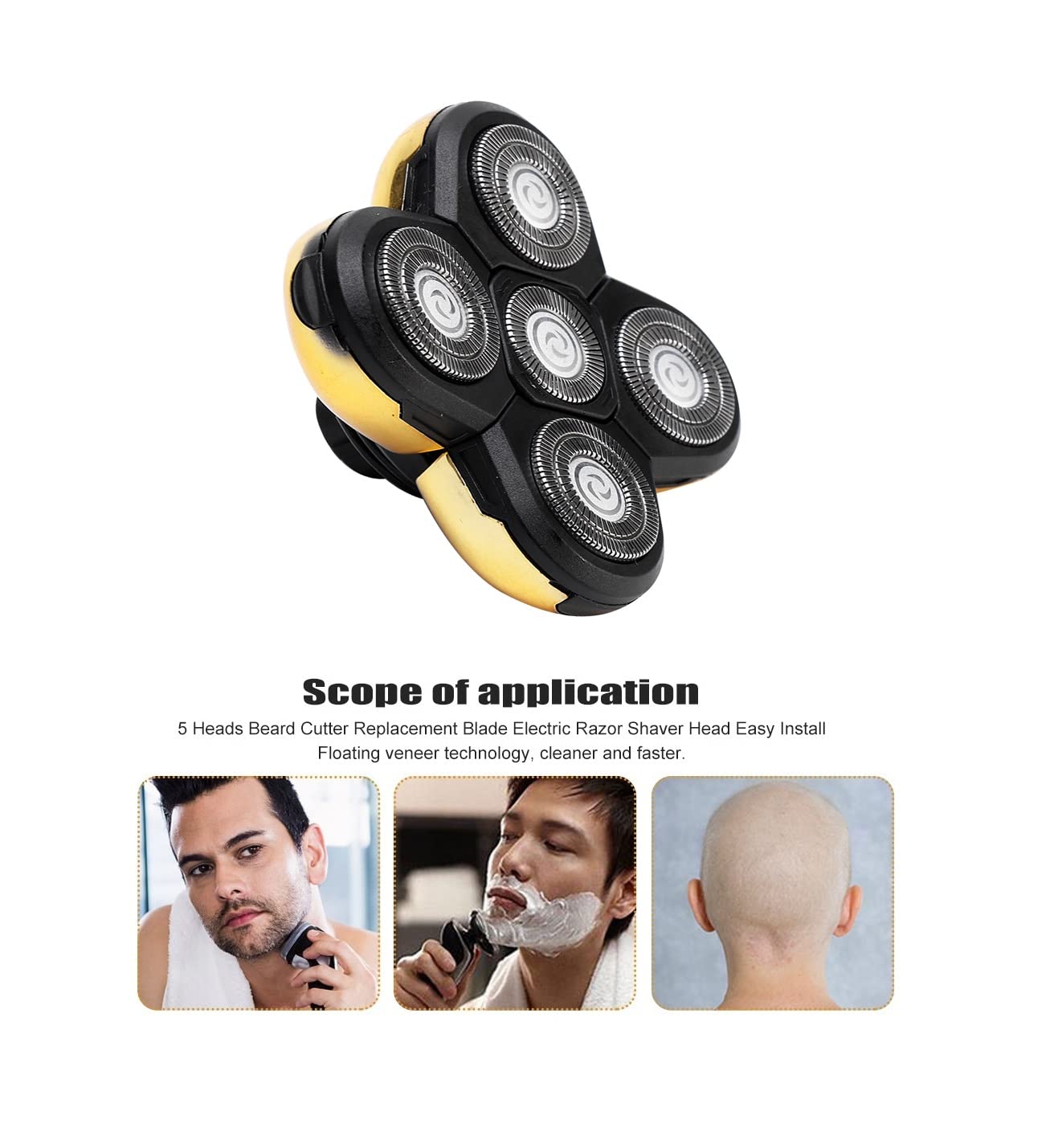 Replacement Shaver Head Blade,5 Heads Beard Replacement Blade,Universal Easy Install Electric Razor Shaver Head for Head and Face
