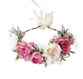 Vivivalue Fairy Floral Crown Even Headband Flower Headpiece Woodland Forest Elf Circlet for Women Halloween Renaissance Wedding Bridal Cosplay Prom Photo Props Pink