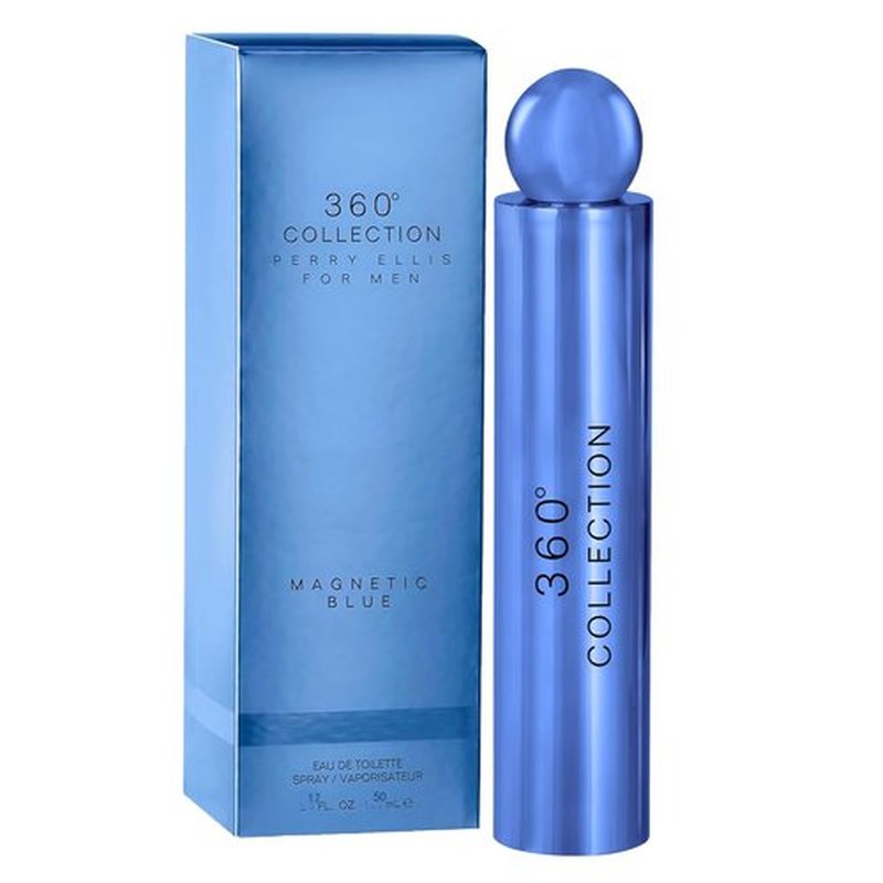 Perry Ellis 360° Collection Magnetic Blue Eau De Toilette Spray for Men - Long Lasting Cologne with Juniper, Musk & Oak Wood - 1.7 fl oz (50 mL)