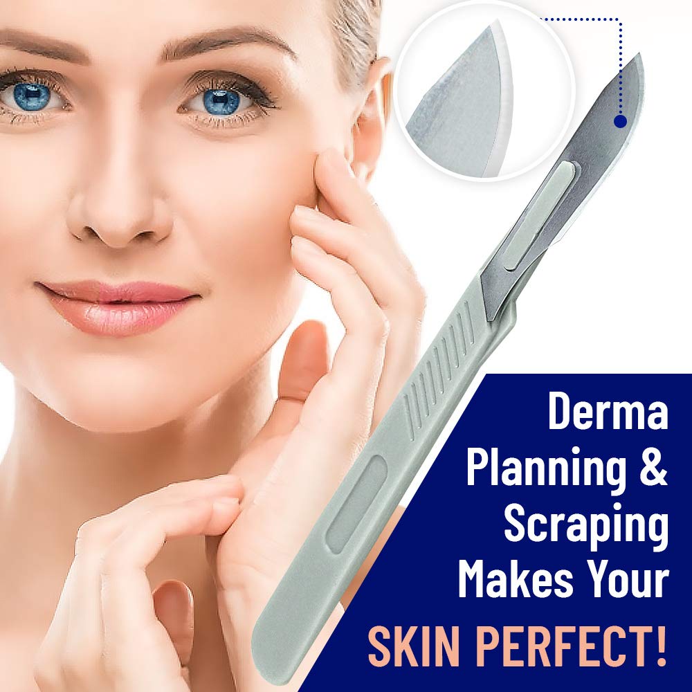 MyMed Disposable Scalpel Blades #11 with Plastic Scalpel Handle, Pack of 10, Dermaplaning Tool for Face Professional, Dermablade, Dermaplaning Blades, Disposable Scalpels, Non-slip & Reusable