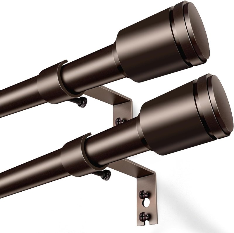 Antique Bronze Curtain Rods by [Brand Name] - Adjustable 30-120 Inch for Windows | 2 Pack with Brackets