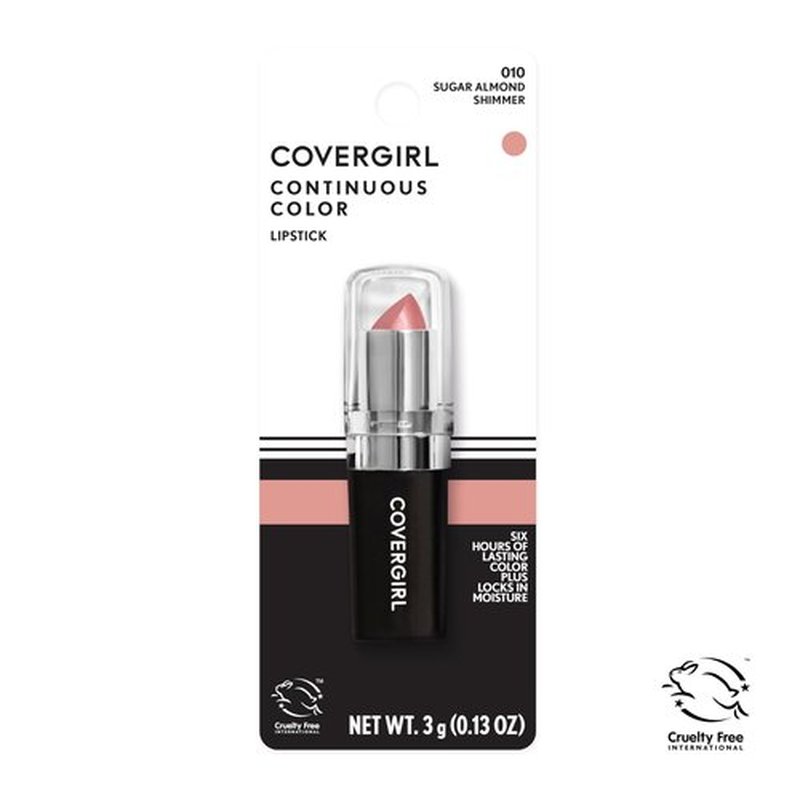 COVERGIRL Continuous Color Lipstick Sugar Almond 010, 0.13 oz (packaging may vary) (Pack of 3)