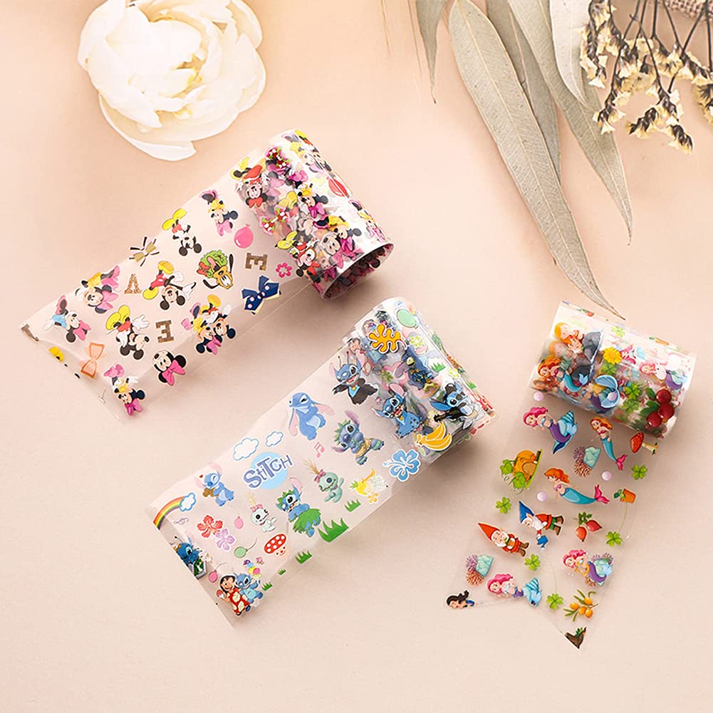 10 Rolls Cute Cartoon Nail Foil Transfer Stickers Nail Art Supplies Designer Nail Stickers Holographic Nail Art Foil Decals Cartoon Nails Designs for Women Acrylic Nails Decoration