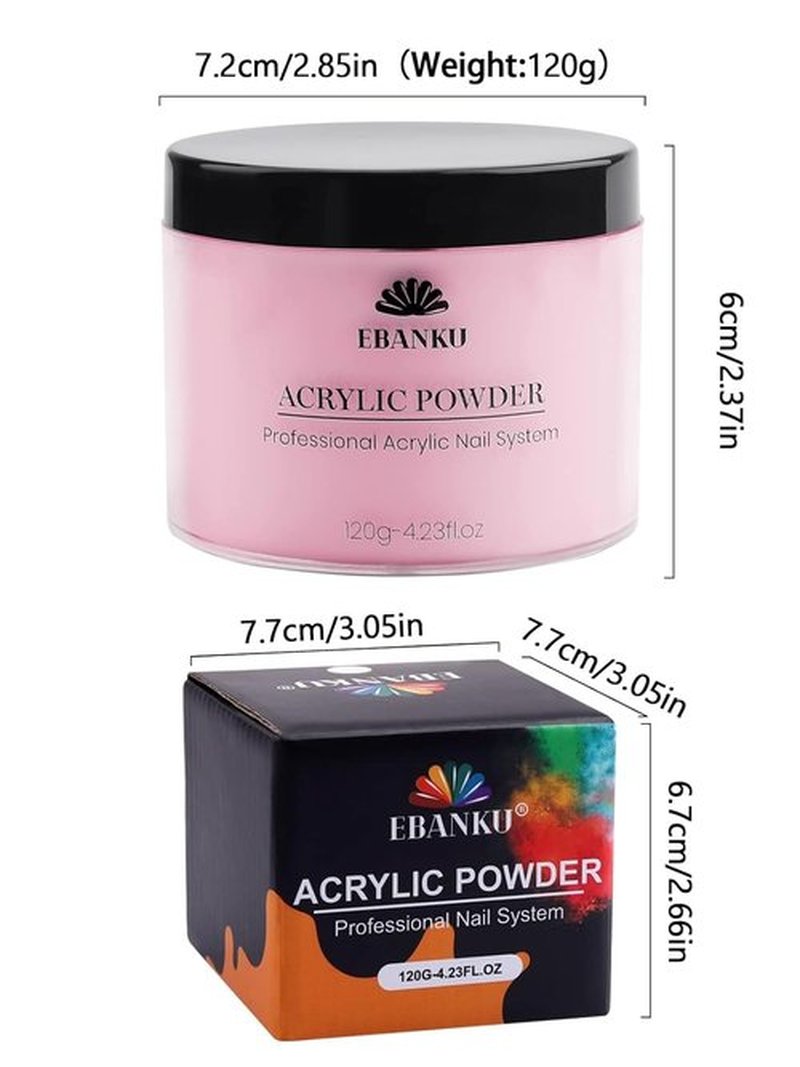 EBANKU Acrylic Powder - Pink 120g | Long-Lasting 3D Nail Carving & Extensions, No Lamp Needed