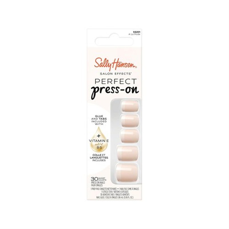 Sally Hansen Perfect Press-On Nails - Square Shape, Easy Application | 30 Nails, Glue & Adhesive Tabs | A La Mode