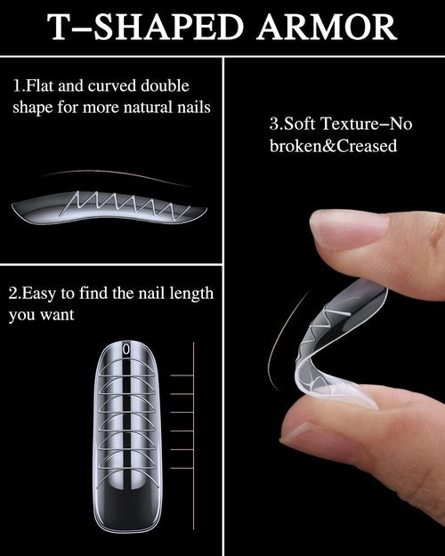144 Pcs Nail Forms, MORGLES 2 Sizes Poly Extension Gel Dual Forms, Coffin Nails Extension with Stiletto Shape Molds, 10 Pcs Clips with Files for Home & Salon