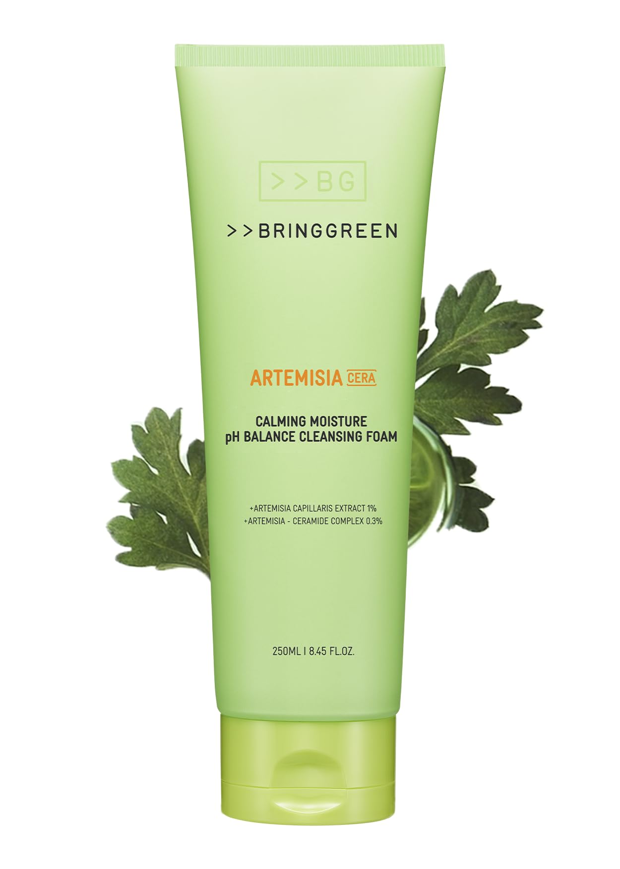 BRING GREEN Artemisia Cera Calming Moisture Ph Balance Cleansing Foam | Vegan Foam Cleanser for Exfoliation, Removes Blackheads, Whiteheads, Facial Residue, for Sensitive Irritated Skin 8.45 Fl. Oz.
