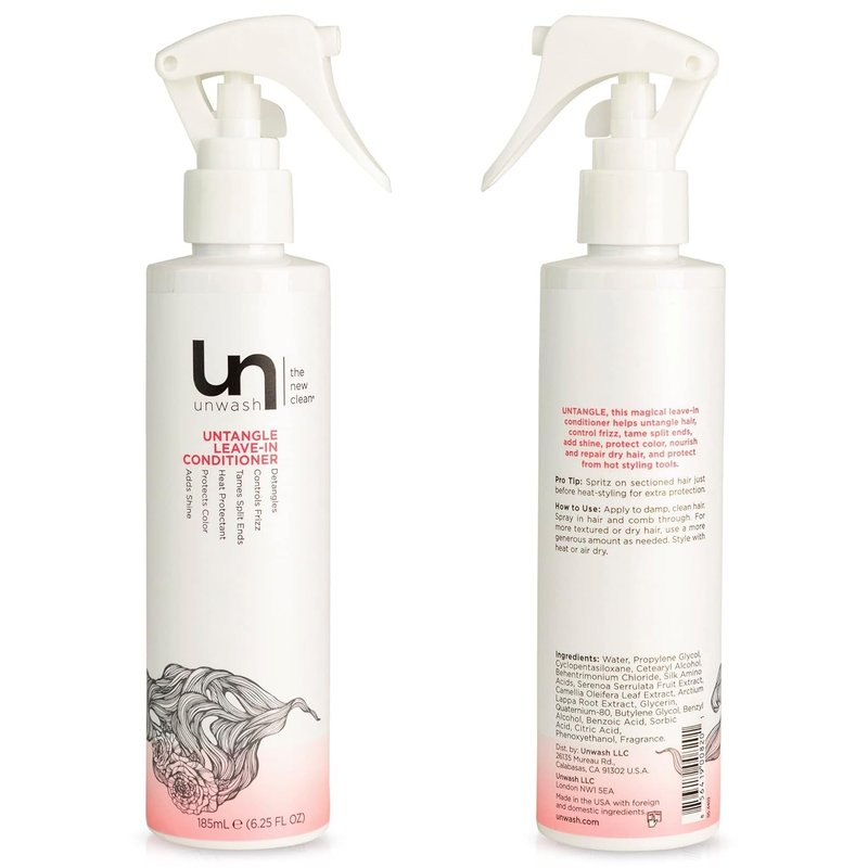 Unwash Untangle Leave-In Conditioner Spray - Detangles Hair, Controls Frizz, Vegan - 6.25 fl oz