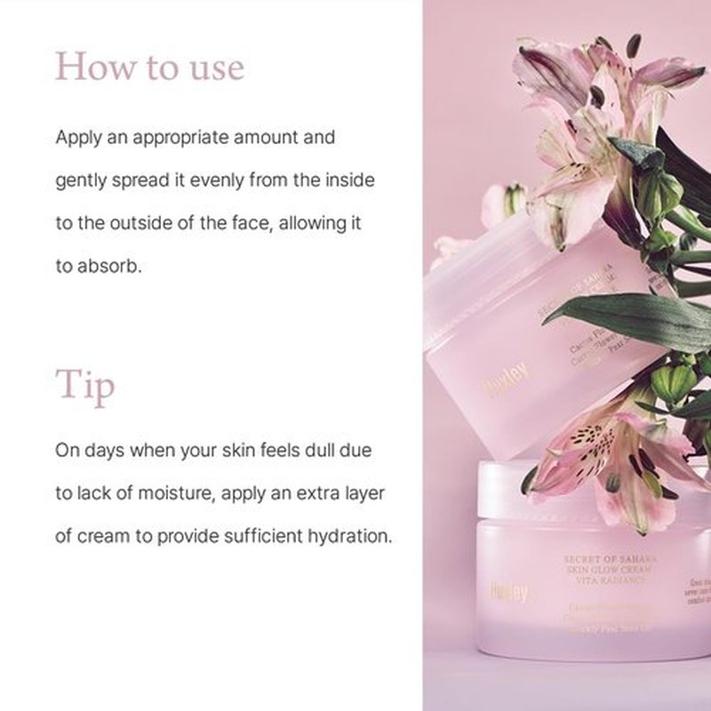 Huxley Secret of Sahara Skin Glow Cream Vita Radiance, 3% Niacinamide Face Moisturizer, Korean Skin Care Gel Cream for Dewy Glow, Glass Skin Finish | 50ml /1.69 fl. oz.