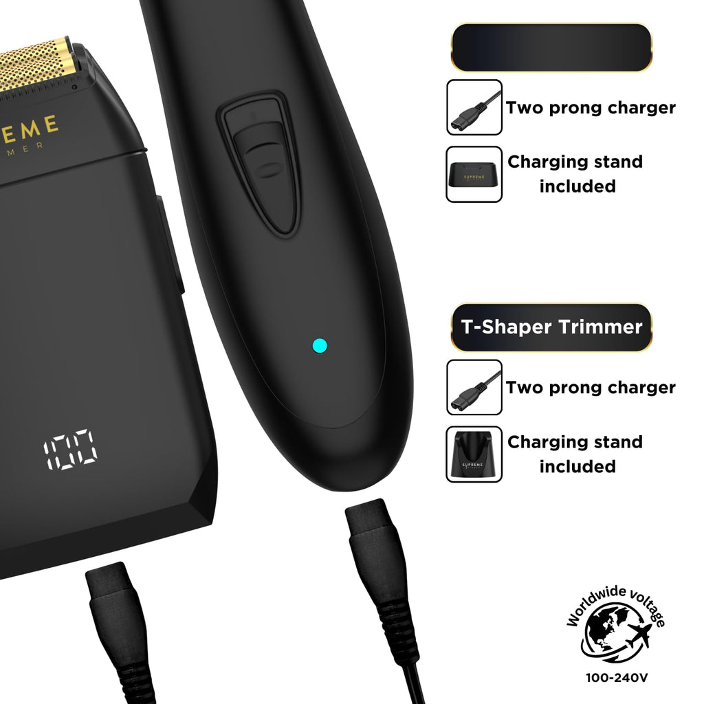 Supreme Trimmer DLC T Shaper & Crunch Lite Haircutting Kit | Barber Hair Trimmer ST5205 & STF600 Foil Shaver, Professional Beard Trimmer | Pink