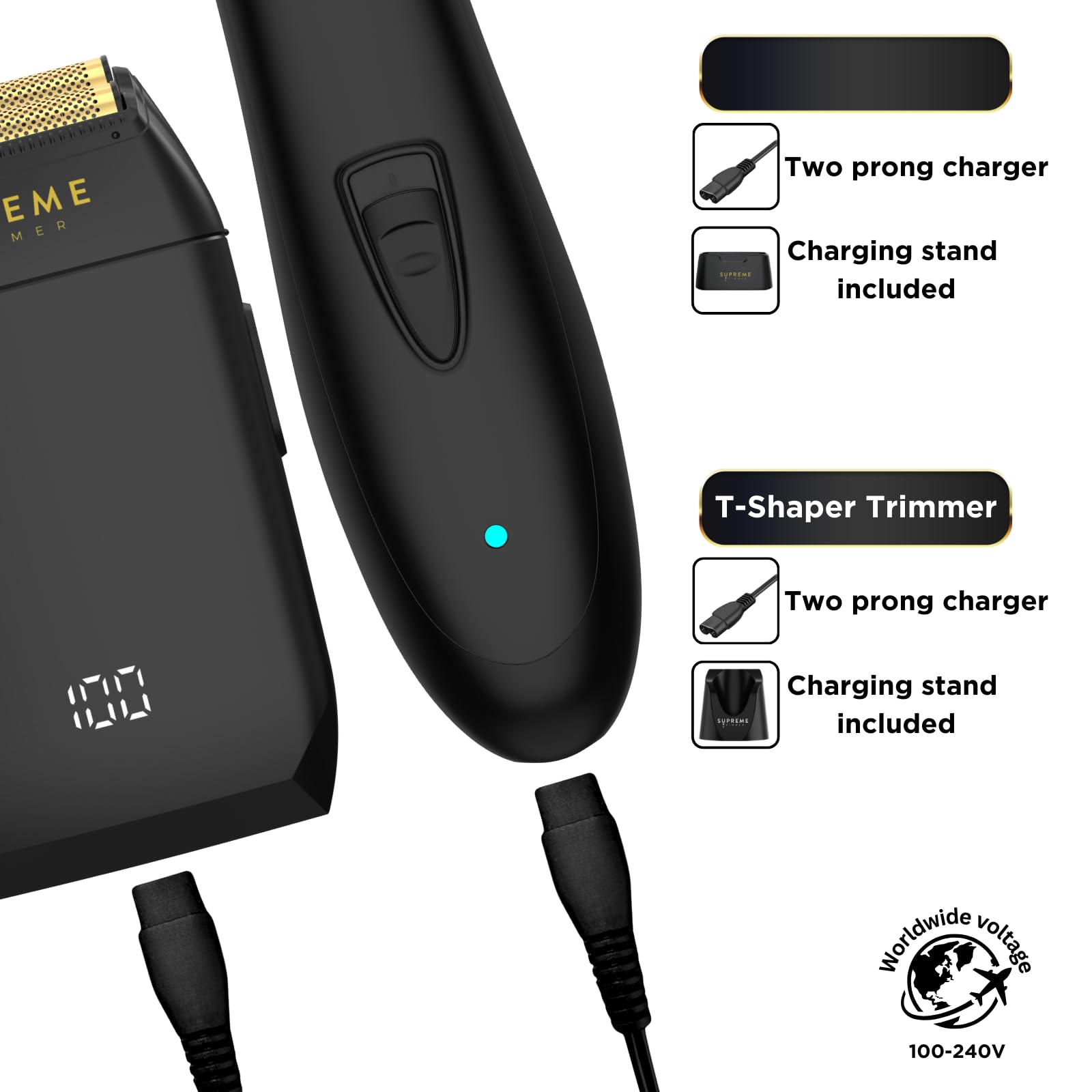 Supreme Trimmer DLC T Shaper & Crunch Lite Haircutting Kit | Barber Hair Trimmer ST5205 & STF600 Foil Shaver, Professional Beard Trimmer | Pink