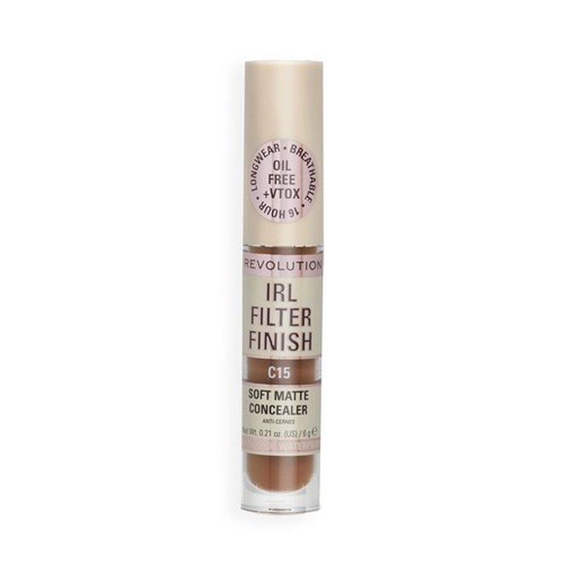 Revolution, IRL Filter Finish Concealer, Full Coverage, Oil-Free, Long-Lasting & Lightweight Formula, Infused with Hyaluronic Acid, Vegan & Cruelty-Free, C15, 0.21 oz (Pack of 2)