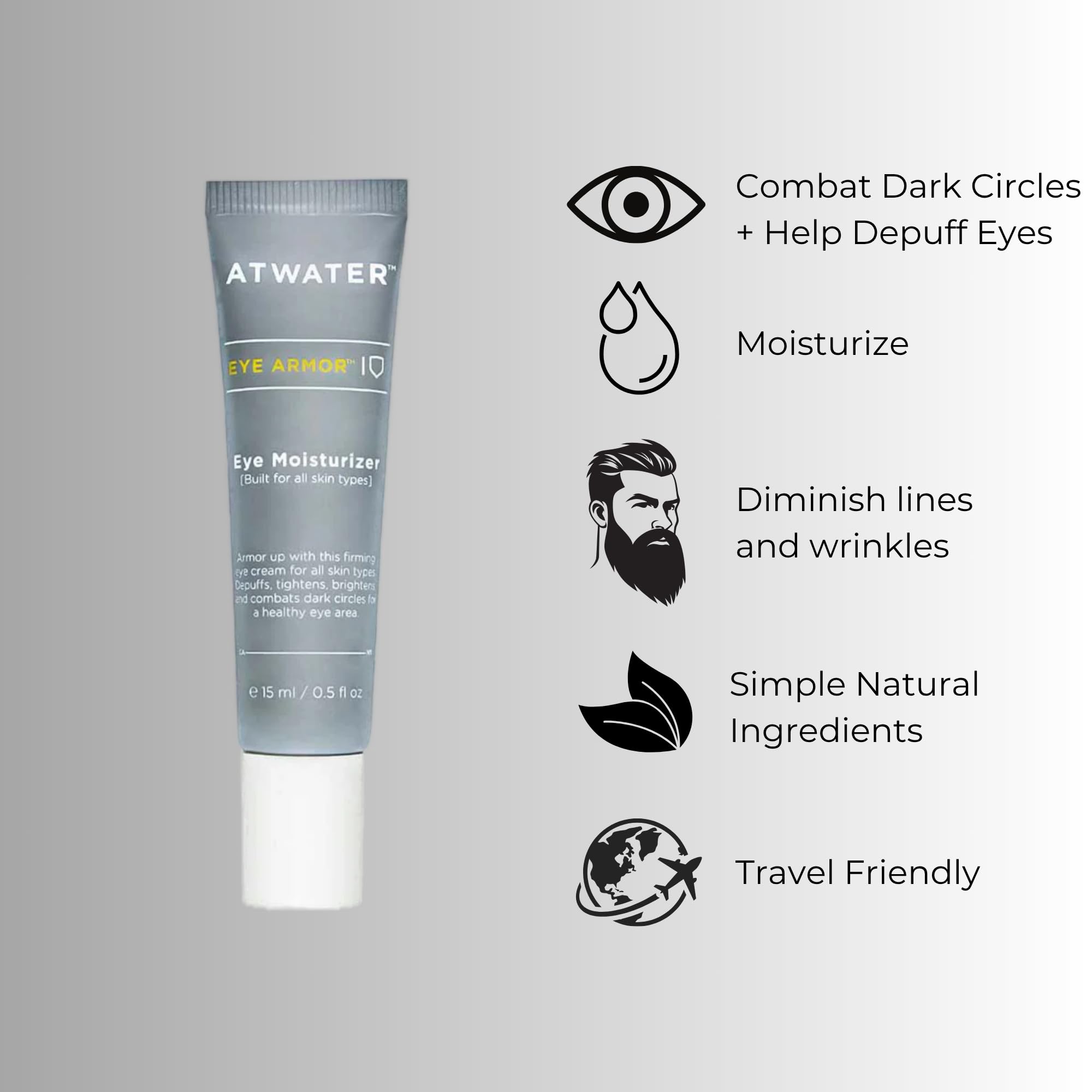 ATWATER Daily Skin Essentials Bundle, Complete Men's Skincare Kit with Award-Winning Face Moisturizer, Eye Cream and Body Scrub Bar - 3 Piece Set
