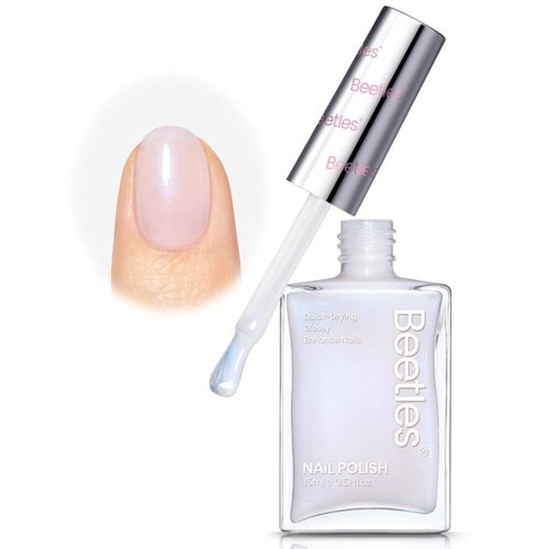 Beetles Nail Polish - Fast-Drying Jelly White Nail Concealer with Blue Glitter | 0.51 FL OZ