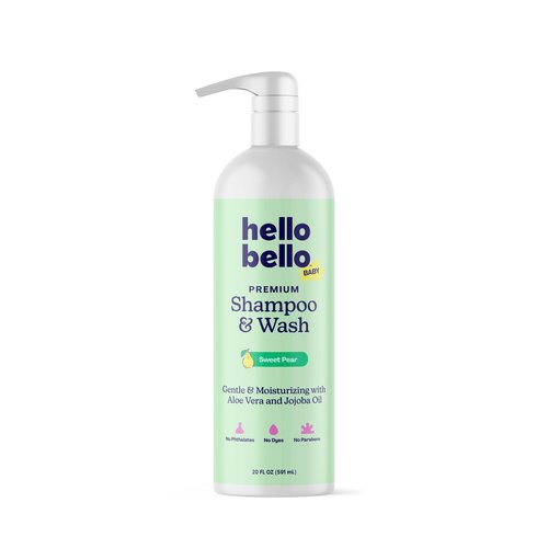 Hello Bello Sweet Pear Shampoo & Body Wash, Hypoallergenic, Dermatologist & Pediatrician Tested Formula for Babies & Kids, 20 FL Oz