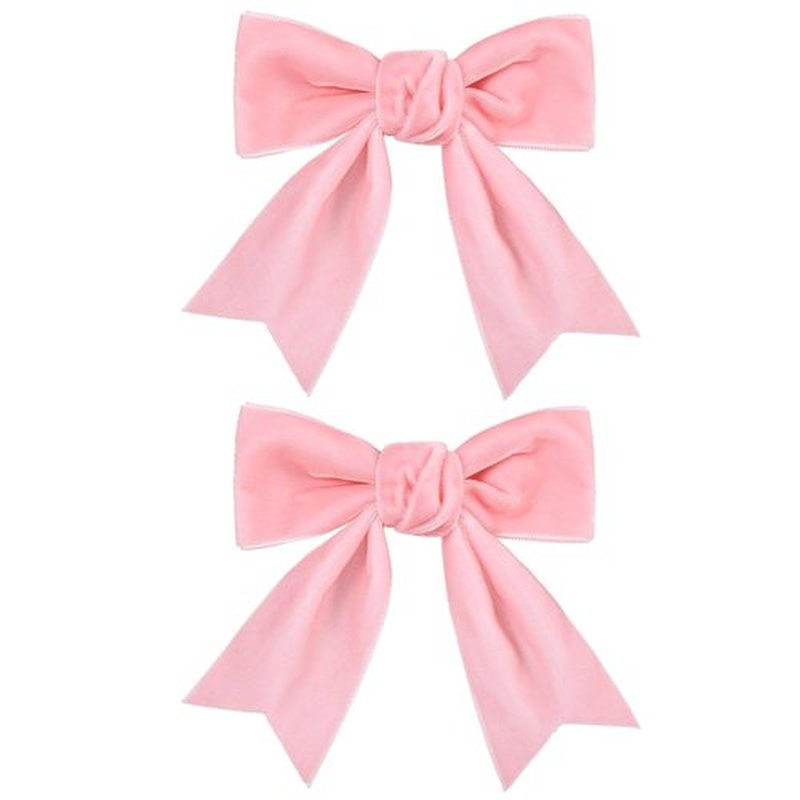 2Pcs Pink Velvet Hair Bows Hair Ribbon Alligator Clips Girls Cute Handmade 4" Big Fall Winter outfits Valentines Wedding Dress Decoration Accessories for Women Toddlers Teens Kids