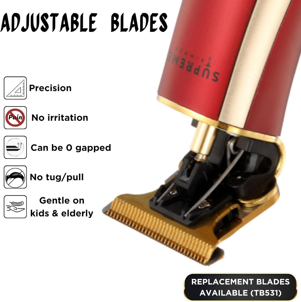 Supreme Trimmer Professional T Shaper | Cordless Hair & Beard Liner for Men | Low Noise, Precision Edger Clippers | Ideal for Sensitive Skin, Kids & Elderly | Barber & Home Use