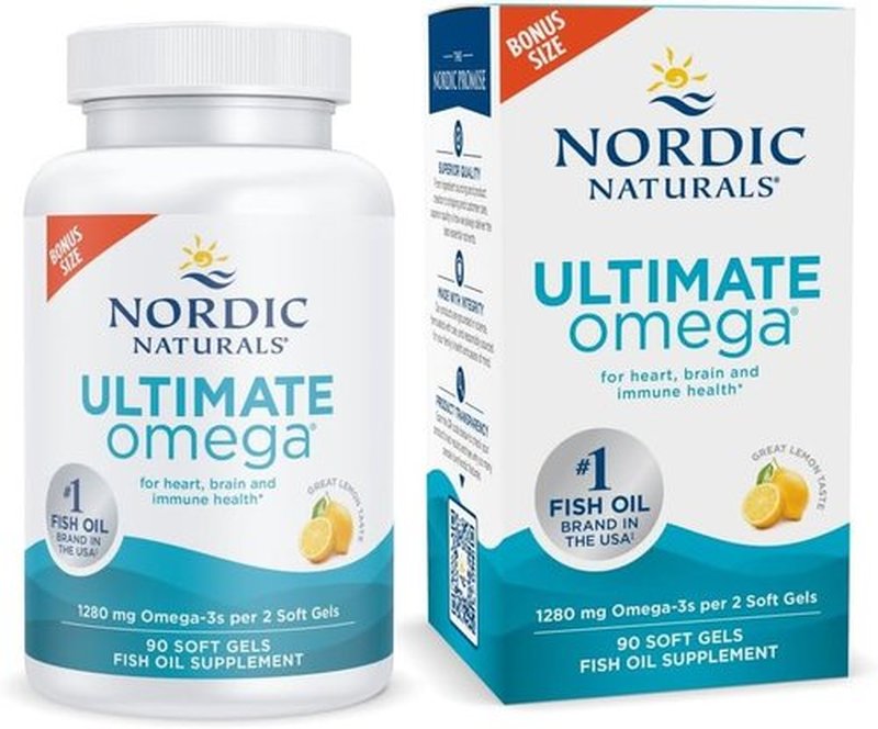 Nordic Naturals Ultimate Omega Soft Gels - High-Potency 1280 mg Omega-3 Fish Oil | Lemon Flavor - 90 Count