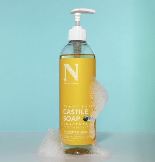Dr. Natural Castile Liquid Soap - Multi-Use Body Wash, Shampoo and Face Wash - Body Soap for Skin, Hair, Pets and Home - Unscented Baby - 16 oz