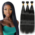 BilltiiWW #1B Straight Human Hair Bundles 20 22 24 Inch Brazilian Remy Human Hair Bundles Weave Extensions Soft and Silky for Women