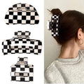 Skiennix Vintage Checkered Y2K Hair Barrettes - Aesthetic 3-Piece Claw Clip Set for Women & Girls
