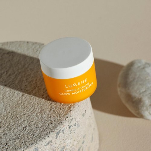 Lumene Nordic-C Valo Glow Moisturizer - Radiance Boosting Facial Cream for Dry Skin - Enriched with Hyaluronic Acid & Vitamin C - 100% Vegan Skin Care (1.7 oz)