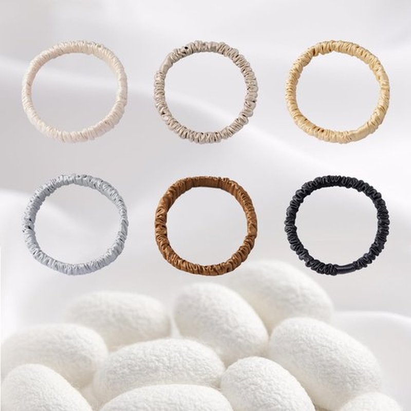 6PCS 100% Pure Mulberry Silk Hair Tie,Natural Silk Hair Scrunchie Worn on Trip, Party, Daily Life and Other Occasions, Suitable for Giving Yourself, Family and Friends Hair Accessorie(Combination 3)