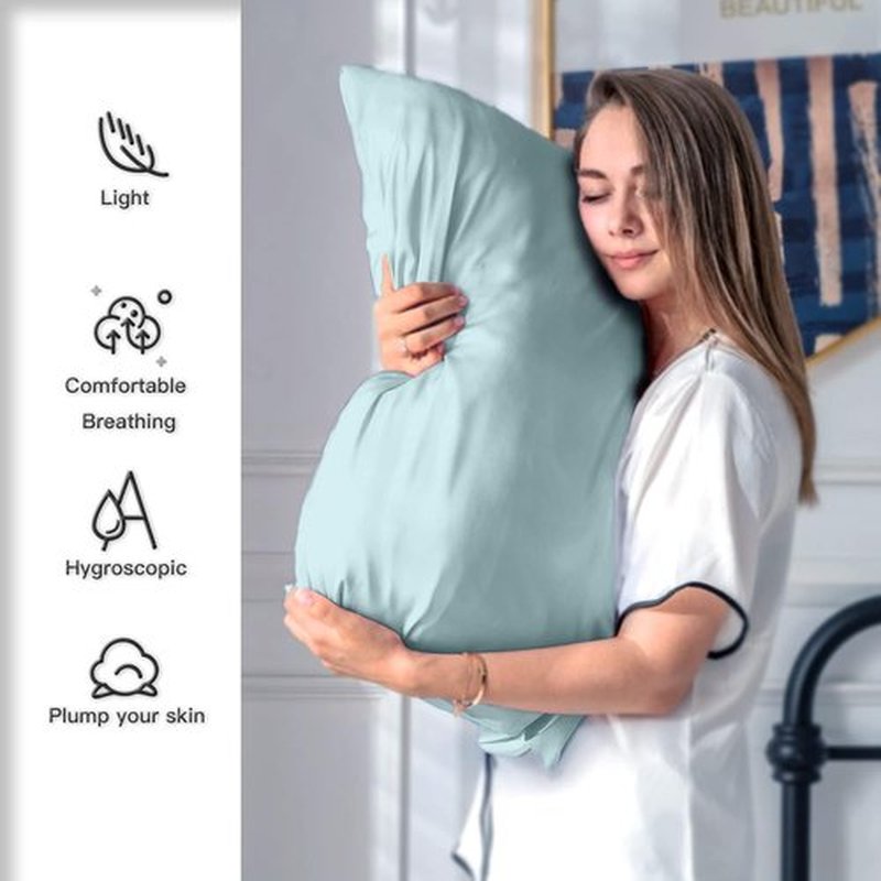 Mulberry Silk Pillowcase - Soft & Breathable Cooling Pillow Cover for Hair & Skin | Standard Size 20" x 26" - Haze Blue