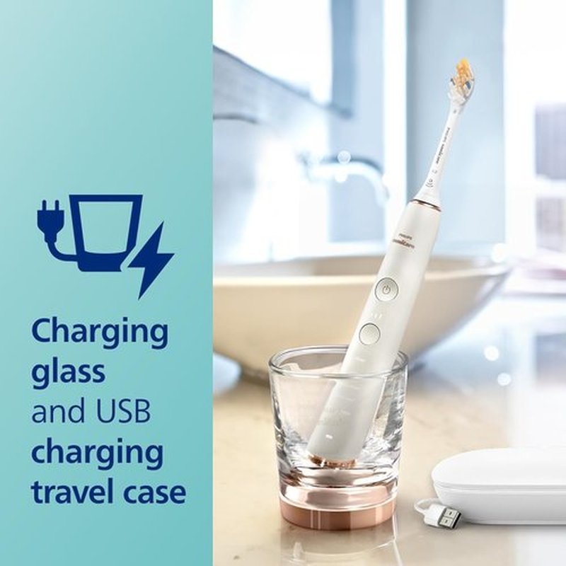 Philips Sonicare DiamondClean Smart 9750 Electric Toothbrush - Sonic Technology, App Connectivity, 5 Modes, Rose Gold, HX9924/67