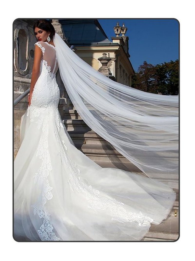 Bmirth Cathedral Wedding Veil Long Veil White Bridal Veil 118" Length Veils for Women (Ivroy veils)