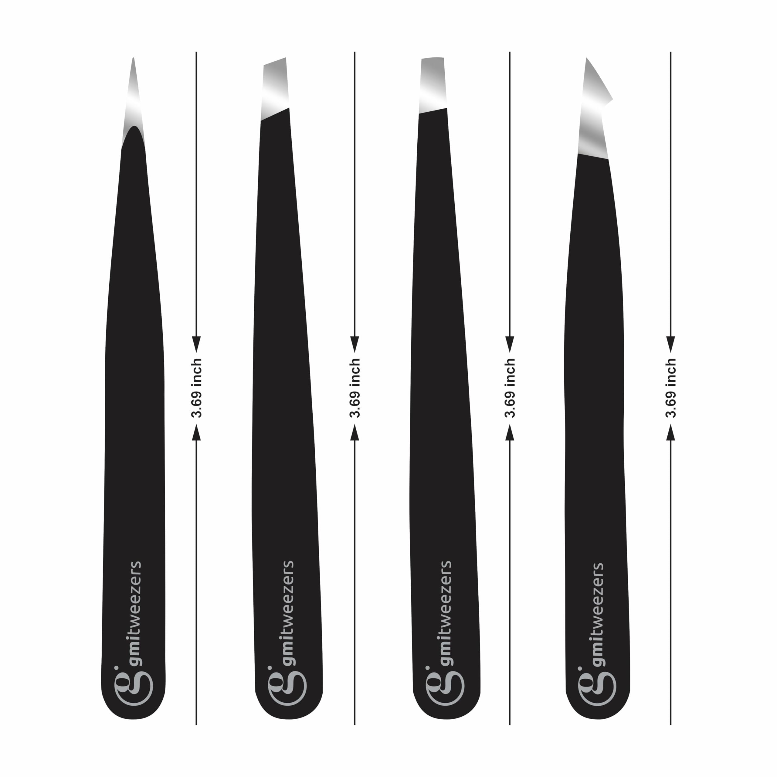Professional Eyebrow Tweezers Set of 4 – Stainless Steel Precision Tweezers Kit for Facial Hair Removal, Ingrown Hair, Splinter & Eyebrow Shaping for Women & Men