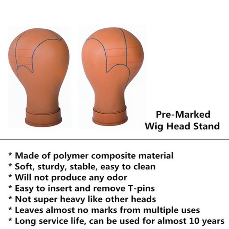 COMMGOAL Mannequin Head for Wigs with Guide Lines, Pre-Marked Wig Head for Wig Making and Styling, Suitable for Almost All Wig Stands, Sturdy for 10 Years, 22 Inch, Brown