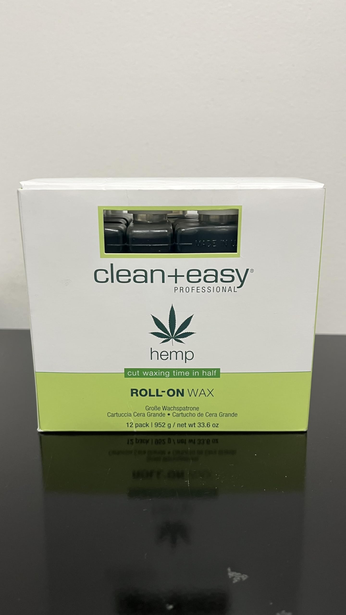 Clean + Easy Hemp Roll On Wax – Large Soft Wax Refill Cartridge for Hair Removal on for Legs, Arms & Body, 12 Pack