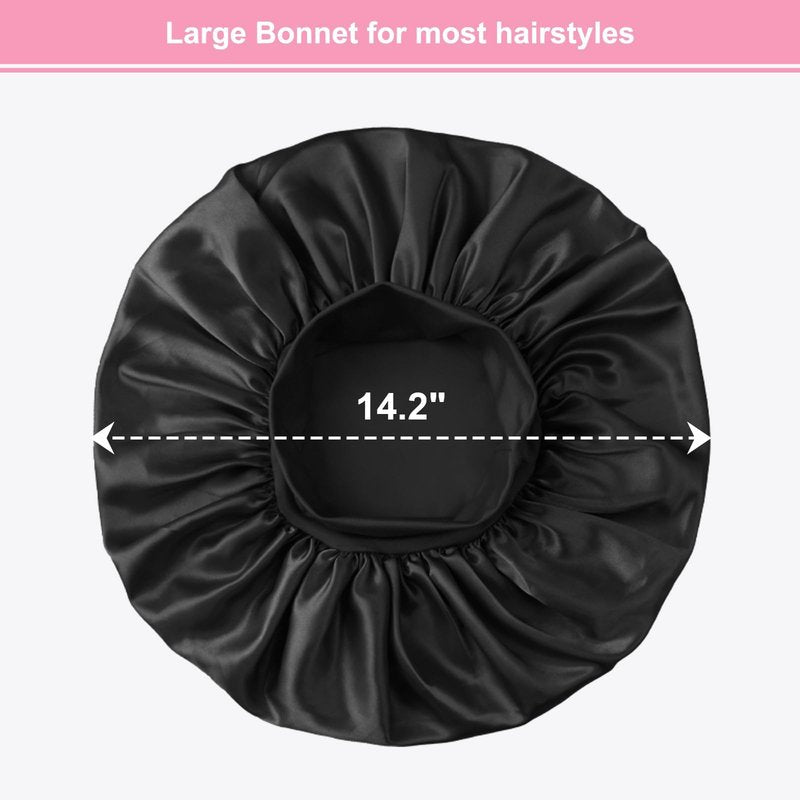 ZHENSILK 3PCS Silk Sleep Bonnet for Women, Large Satin Hair Caps with Elastic Band for Curly Hair and Frizz Control