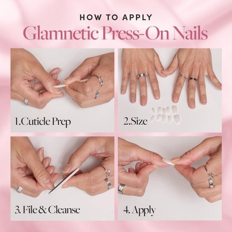 Glamnetic Press On Nails & Brush On Nail Glue Bundle - Creamer | Neutral Ombre Short Round Nails, Reusable | 15 Sizes - 30 Nail Kit with Glue