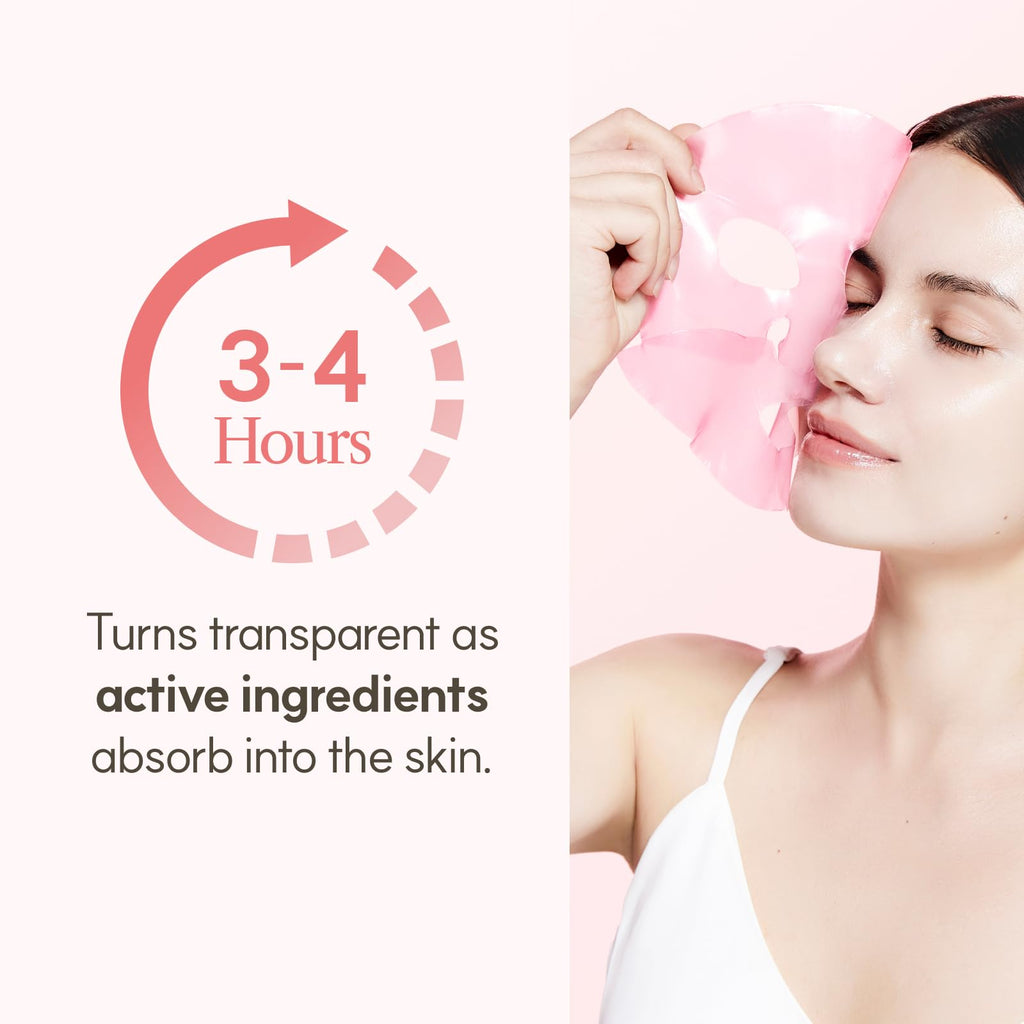 The Face Shop Rose PDRN Pink Collagen Face Mask, Korean Glass Skin Essential, Hyaluronic Acid for Moisturizing & Skin Elasticity, Firming, 4EA