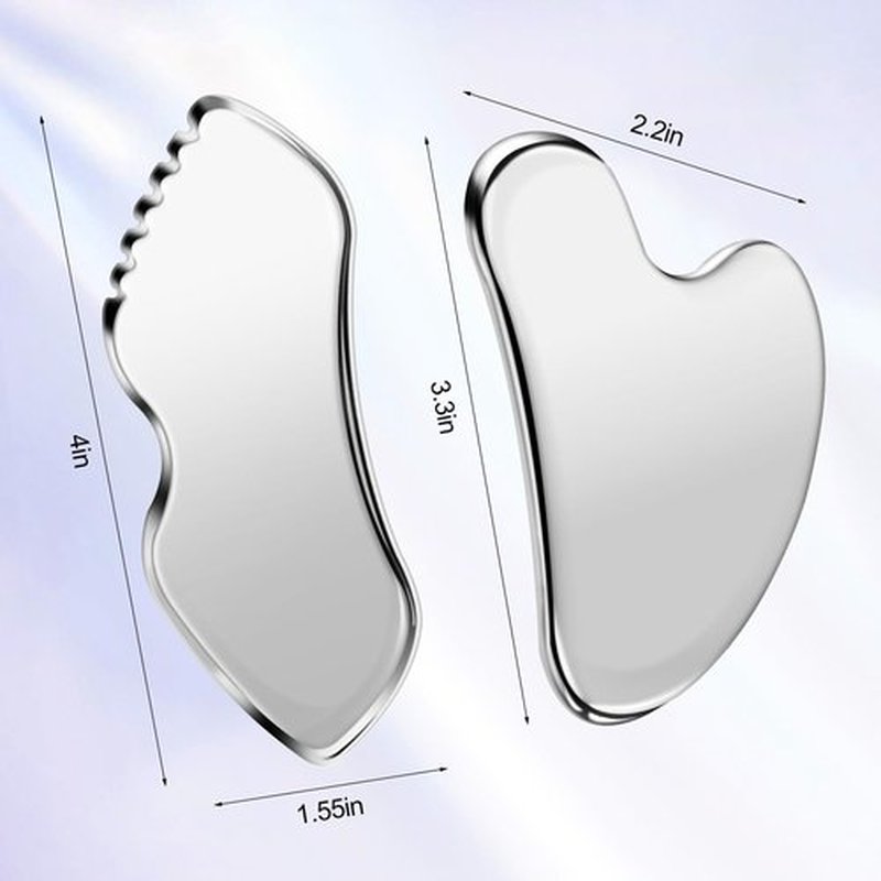 heqxwl 2 Pcs Stainless Steel Scraping Facial Tool for Jawline Sculpting and Decongestive Lymphatic Drainage, Face Massager Tool