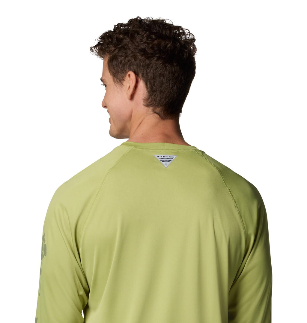 Columbia Men's PFG Terminal Tackle Long Sleeve Fishing Shirt, Pear/Cypress Logo, 2X Tall