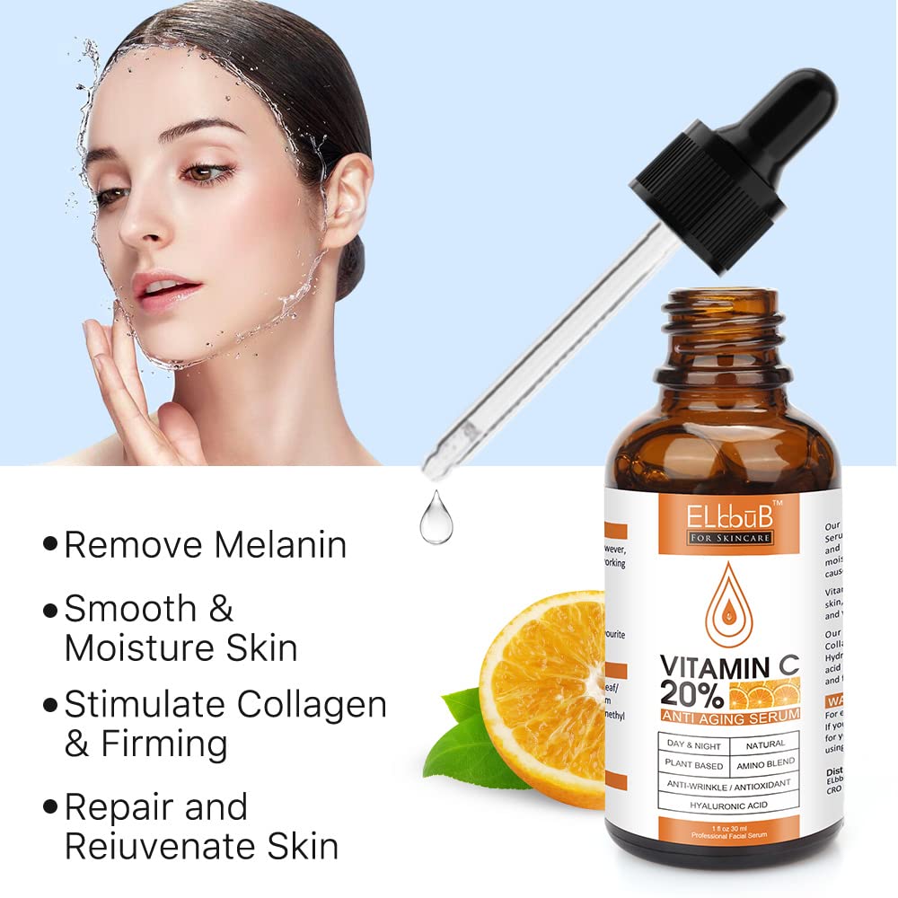 Premium 20% Vitamin C Serum For Face - (3PACK) with Hyaluronic Acid, Retinol & Amino Acids - Boost Skin Collagen,Hydrate & Plump Skin, Anti Aging & Wrinkle Facial Serum