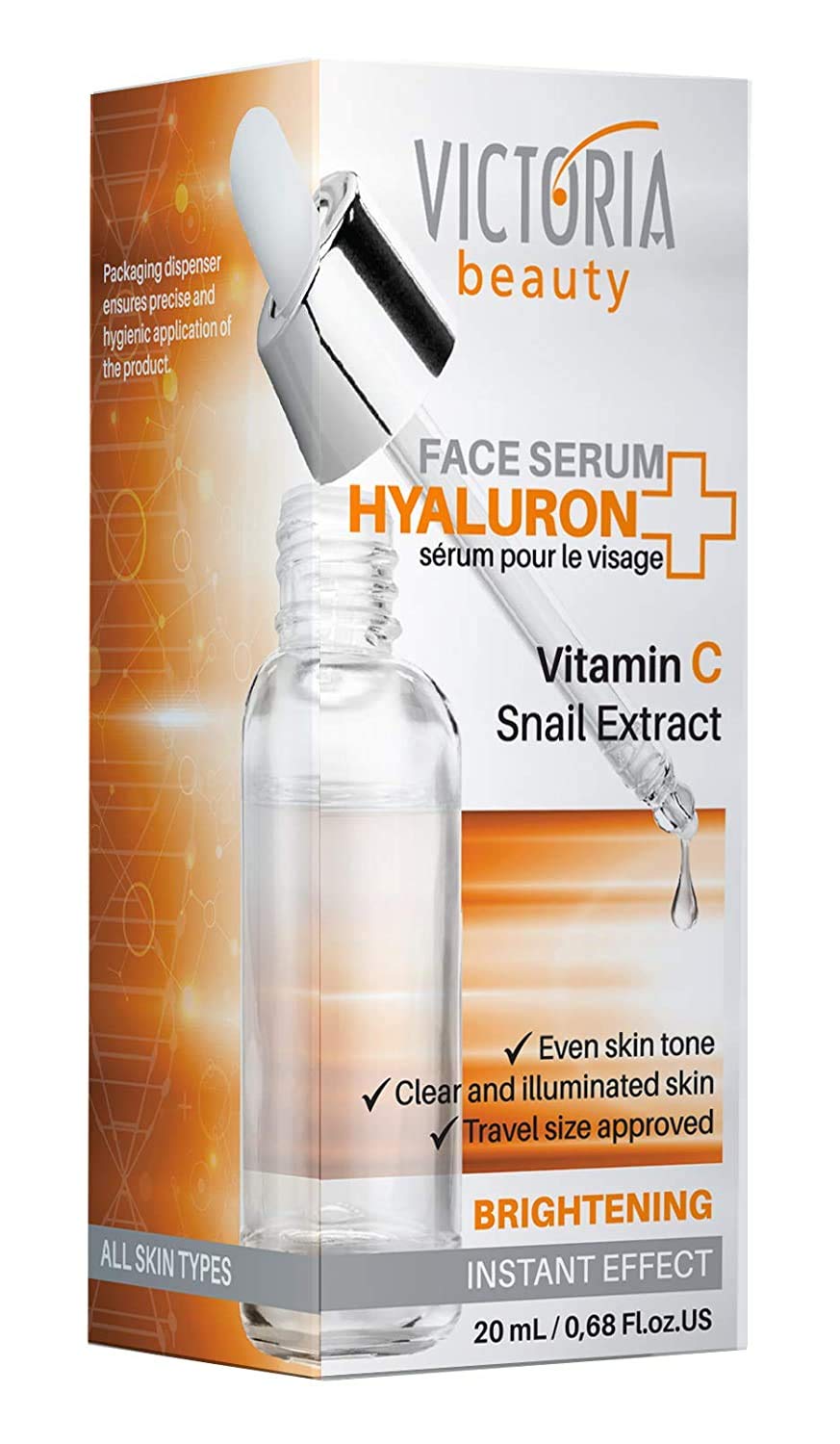 Victoria Beauty Hyaluron+ Brightening Face Serum with Hyaluronic Acid and Vitamin C – The Best Anti-Aging and Anti-Wrinkle Moisturizer, 20ml