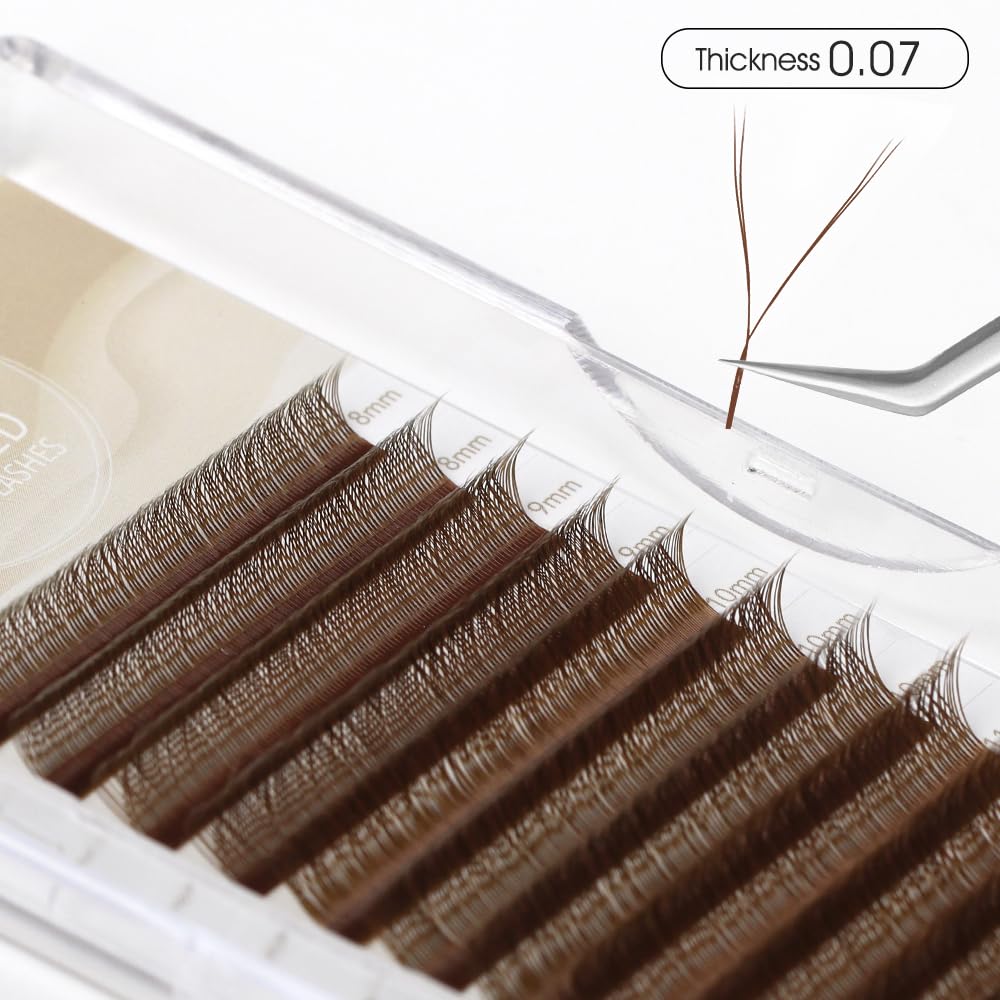 NATUHANA YY Lash Extensions 0.07 L/M Curl 8-14mm Mix Premade Fan 4D Y Brown