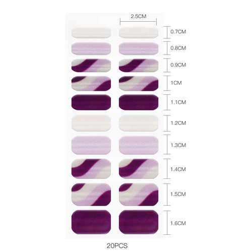 JMEOWIO Gel Nail Stickers Purple White Glitter French Tip Semi Cured Gel Nail Strips Wraps UV/LED Nail Supplies Nail Art Design Decoration Accessories
