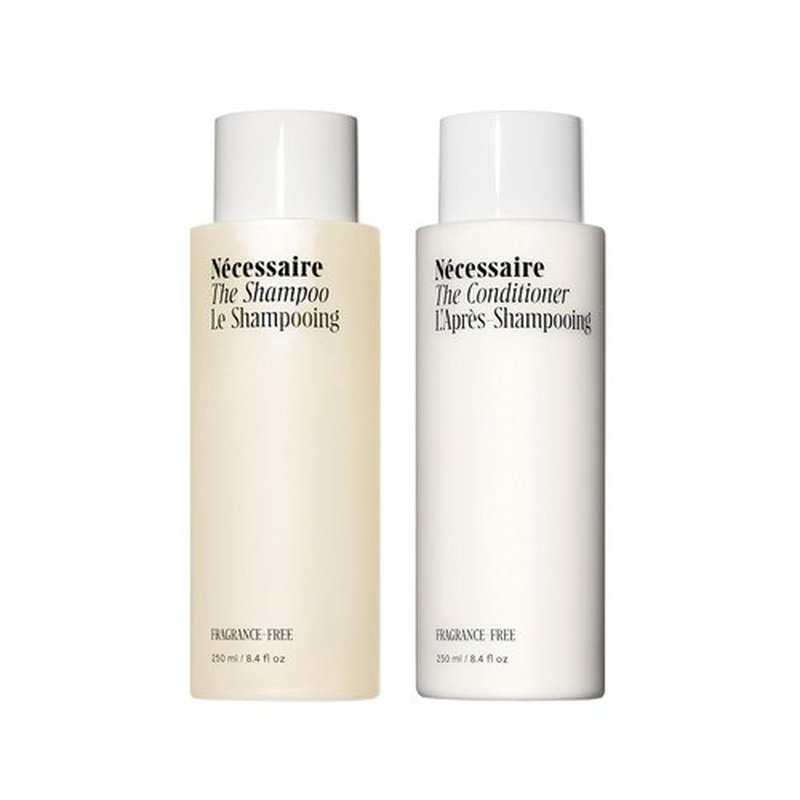 Nécessaire The Hair Duo - Fragrance-Free Shampoo & Conditioner Set | Full-Size with Hyaluronic Acid & Vitamin B Complex