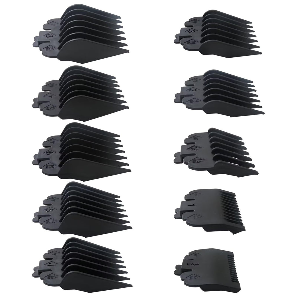INGQI New 10 Pack Clipper Guards Set Replacement Fits for Conair HC224W/HC244NGBV/HCT242WR - 1/16" to 1", Black