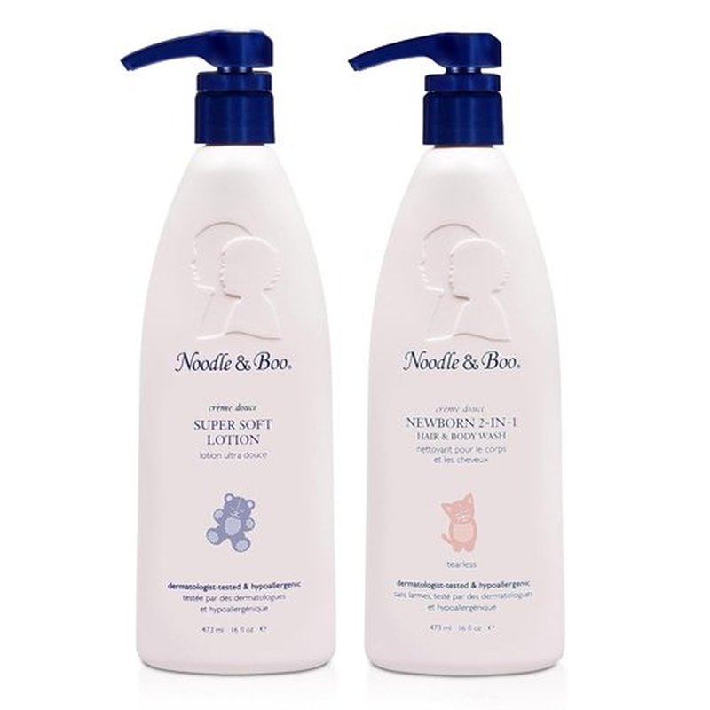 Noodle & Boo Newborn Essentials Bundle - 2-in-1 Hair & Body Wash & Daily Moisturizer Lotion | Tear-Free, Hypoallergenic, 16 fl oz