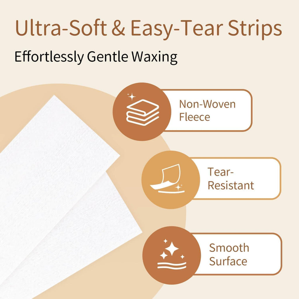iSalonSupplies 200 Pcs Professional Non Woven Wax Strips for Hair Removal - Works with Wax Beads, Soft Wax & Roll On Wax - Tear-Resistant, Skin-Friendly & Reusable Strips for Legs, Face, Back, Arms