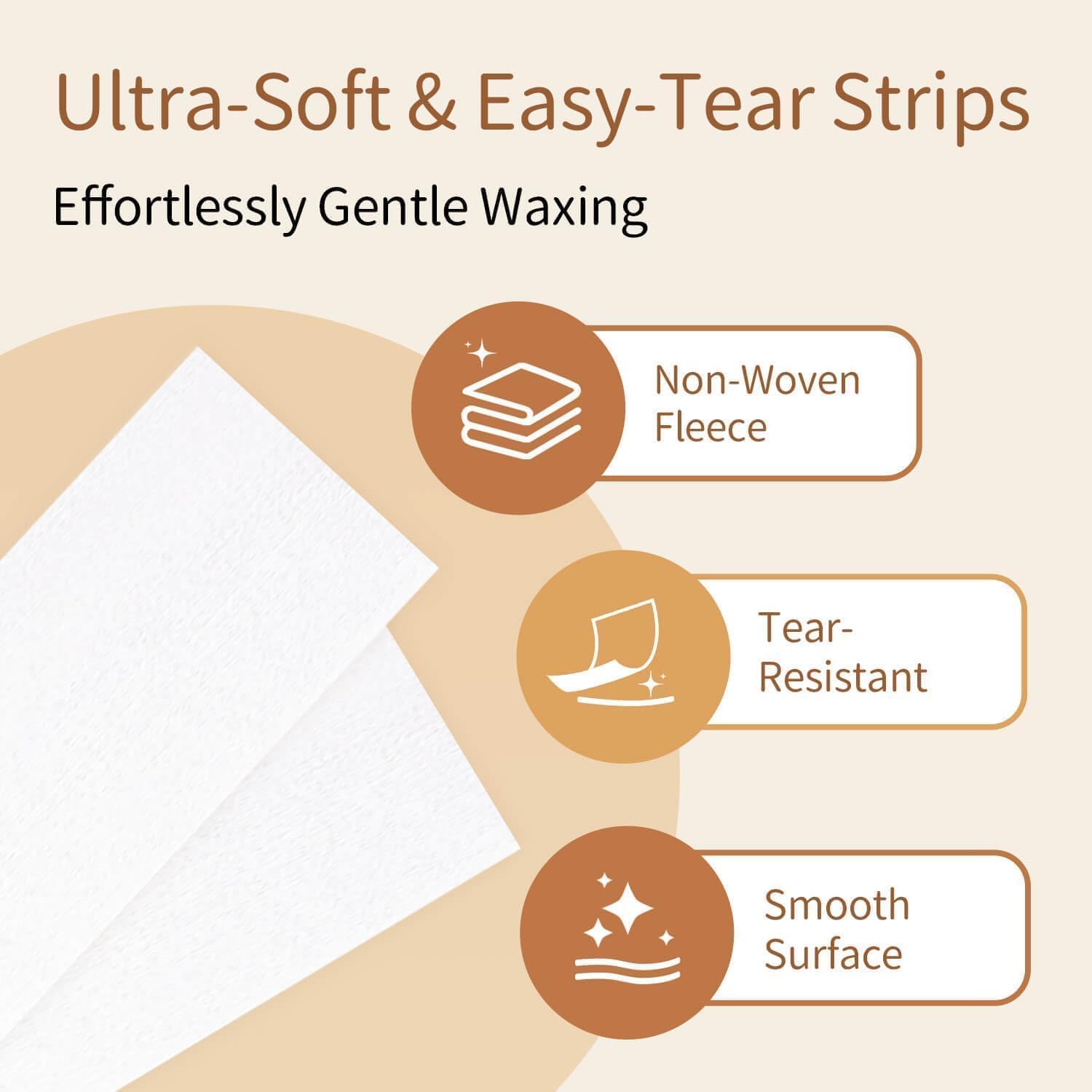 iSalonSupplies 200 Pcs Professional Non Woven Wax Strips for Hair Removal - Works with Wax Beads, Soft Wax & Roll On Wax - Tear-Resistant, Skin-Friendly & Reusable Strips for Legs, Face, Back, Arms