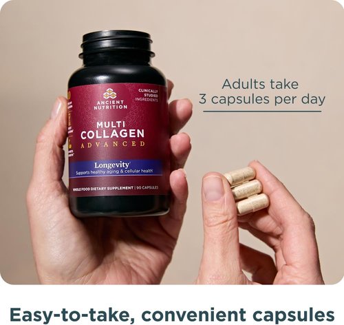 Ancient Nutrition Multi Collagen - Advanced Longevity Formula with Probiotics | 90 Count for Healthy Aging